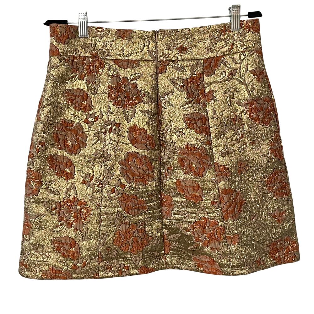 Maeve Athropologie Metallic Floral Tapestry Mini Skirt Size 10 Regency Romantic - Picture 3 of 7
